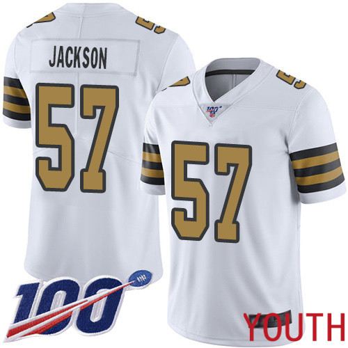 New Orleans Saints Limited White Youth Rickey Jackson Jersey NFL Football #57 100th Season Rush Vapor Untouchable Jersey